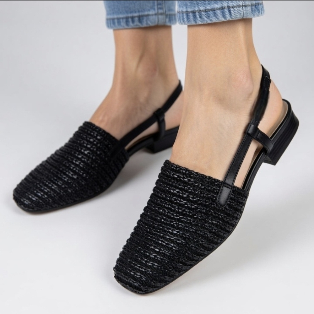 Judith Women’s Black Woven Slingback Flats Size 8